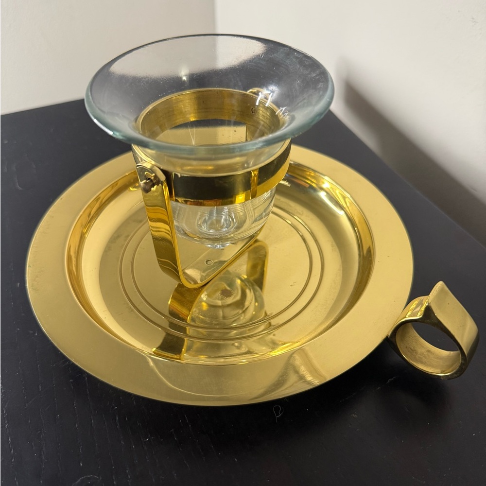❤️ Partylite Brass Gimbal Candleholder 2 Way Wall Sconce /Table.Finger Loop.